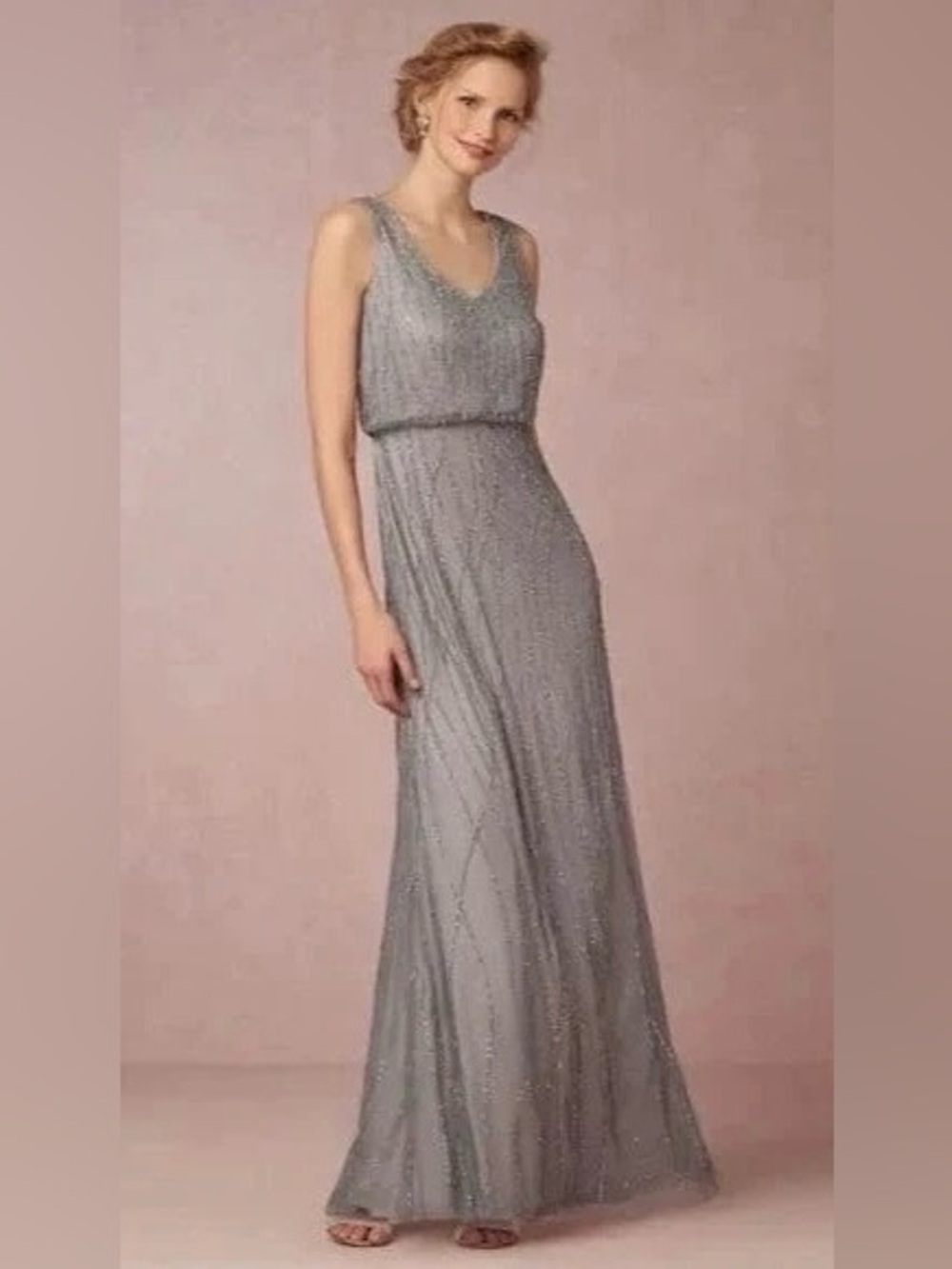 Anthropologie x BHLDN Adrianna Papell Brooklyn Dress Slate sz 6 NWT